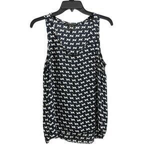 Theory Womans 100% Silk Geometric Arrow Print Shell Silk Tank Top Sleeveless L